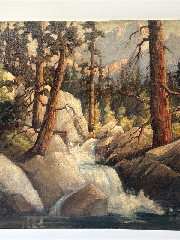 Antique Impressionist Painting Landscape Yosemite Mountains California Large Oil gallery