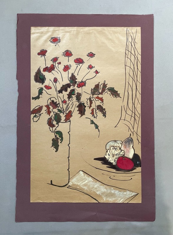 Still Life, Felt & Gouache, Mixed Media, Painting, 20th Century