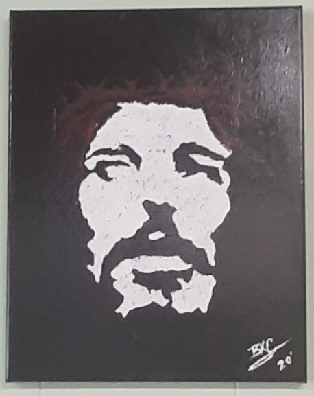 Original Acrylic Negative Space Jesus Painting Wood Frame Canvas 11x14x1/2″