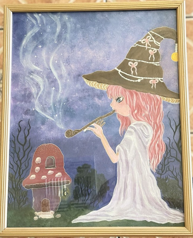 Elf Witch Cottage- Original Painting- 16×21- Acrylic On Canvas- Folklore