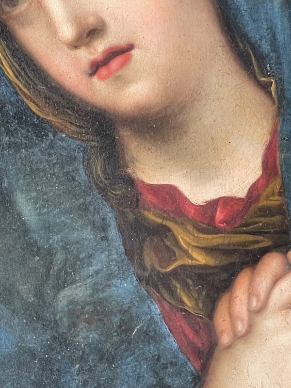 Virgin Mary in Prayer - Large Antique Old Master Oil 1820's - SASSOFERRATO gallery