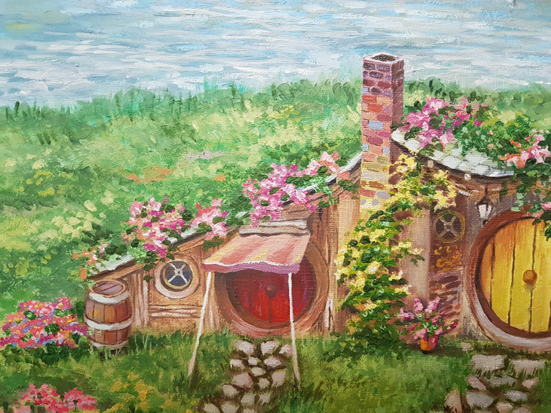 Shire Hobbit village The Lord of the Rings Oil canvas impressionism tolkien gallery