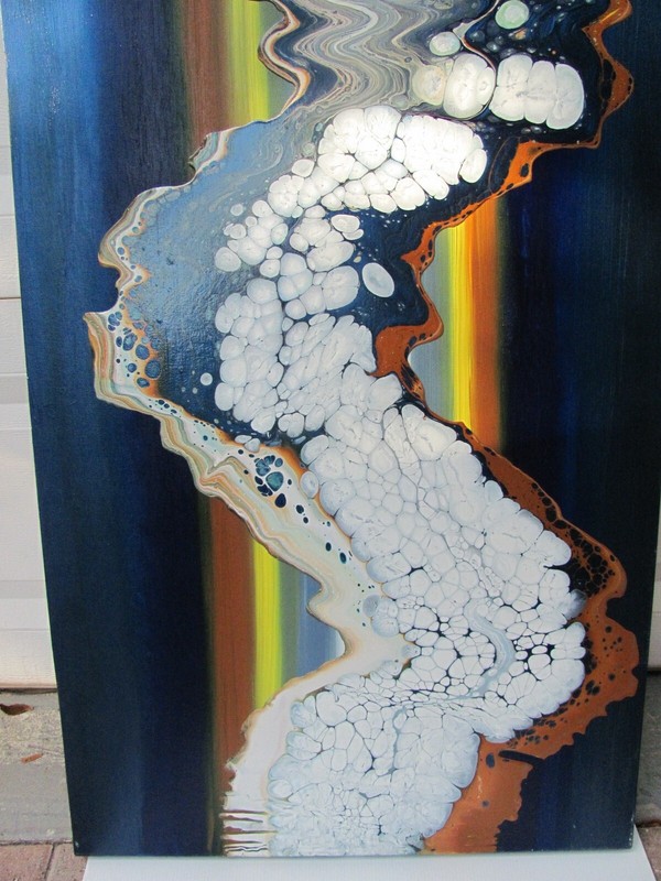 ORIGINAL FLUID ABSTRACT LARGE TWILIGHT SIGNED BY DEZ ACRYLIC PAINTING MULTICOLOR gallery