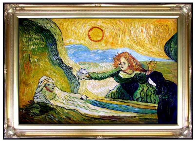 Framed Van Gogh The Raising of Lazarus Repro, Hand Painted Oil Painting 24x36in