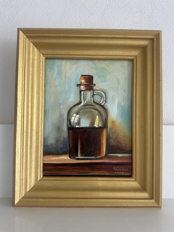 original oil painting Jug Of Olive Oil 18х24см Still LifeArt For Kitchen Gift