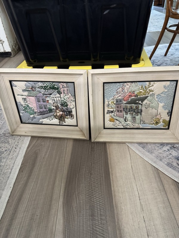 VTG Original Dimensional by Berte 3D Embroidery Wood Framed Pictures Artwork