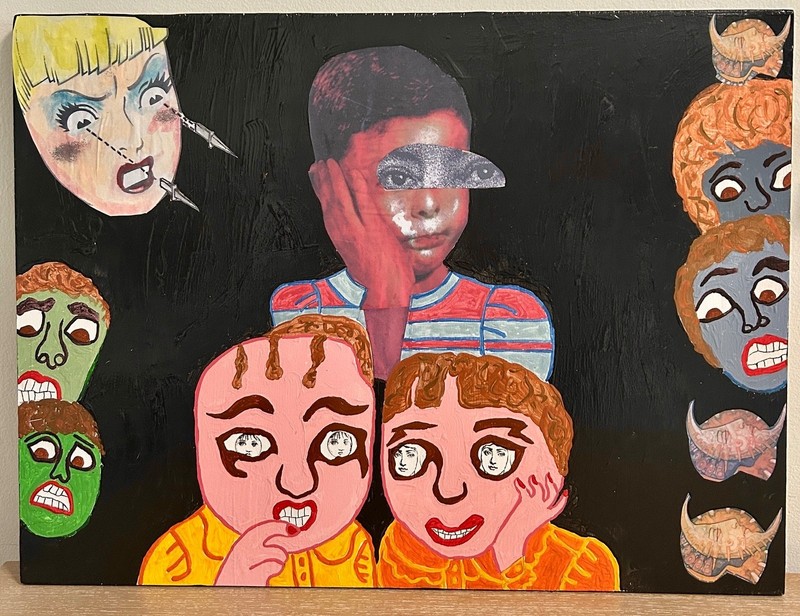 Original Outsider/Visionary Art Pieces On Wood: Two Sided Works – 24inx18in