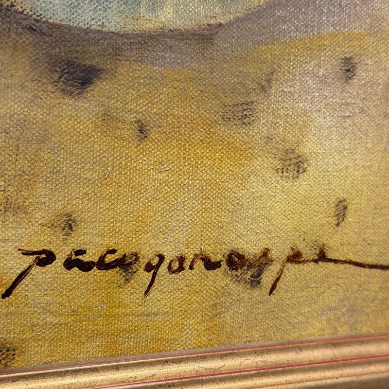 Paco Gorospe Signed Fish Oil Painting Gold Frame 20 X 18 gallery