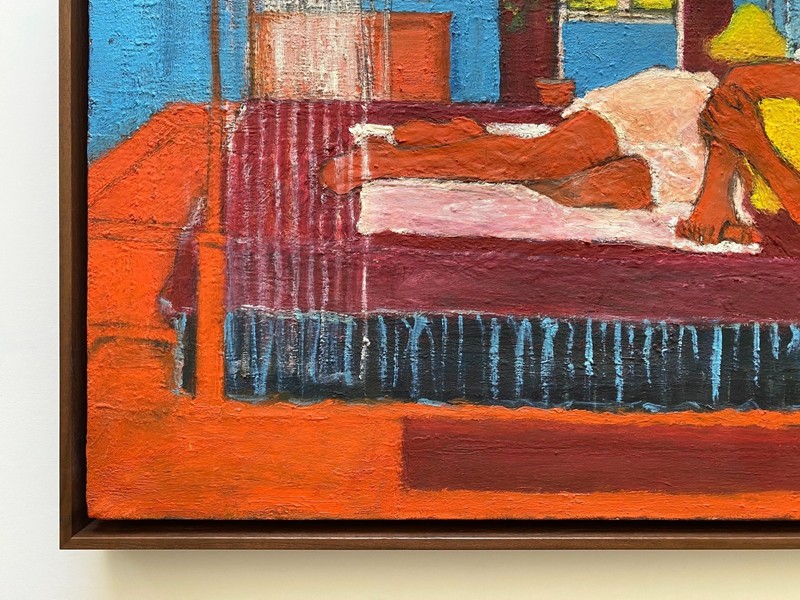 MATISSE STYLE VINTAGE MODERNIST FRAMED ORIGINAL IMPASTO OIL PAINTING ON LINEN gallery