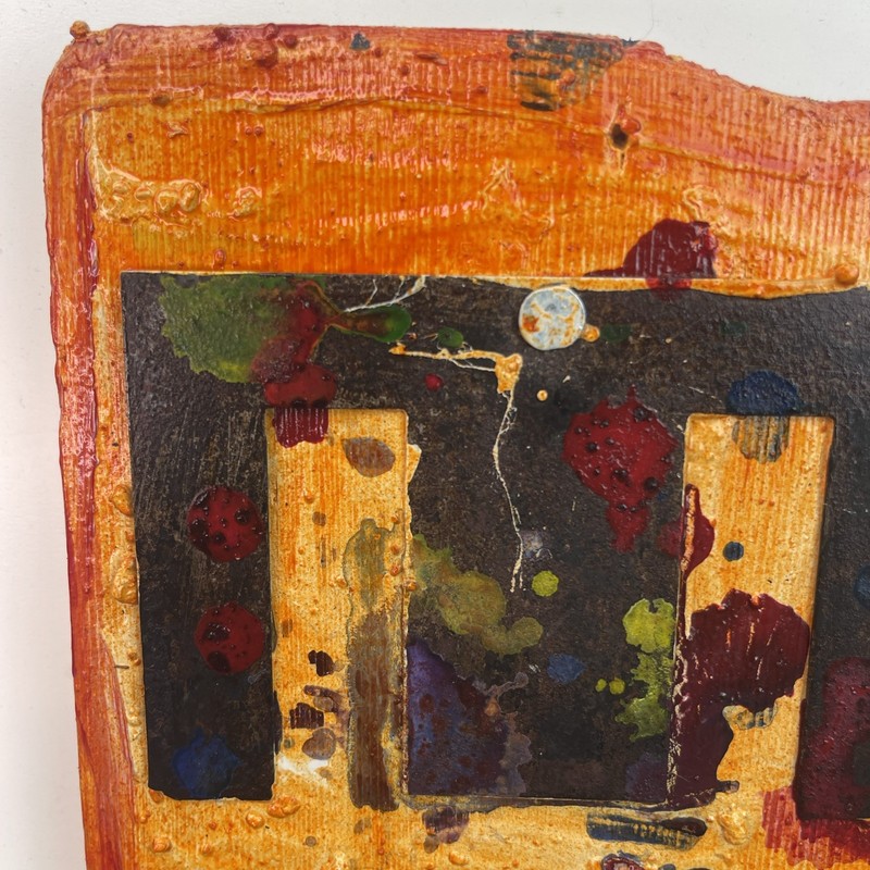Original Abstract Painting Assemblage On Reclaimed Wood Signed gallery