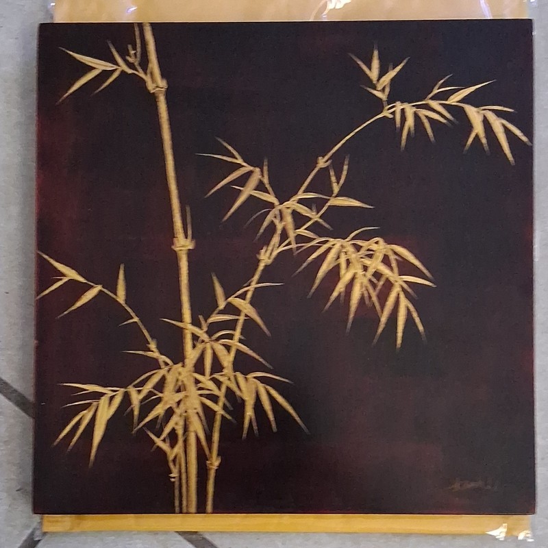 Bamboo Still Life Painting Medium Canvas Unframed Signed Nature Art