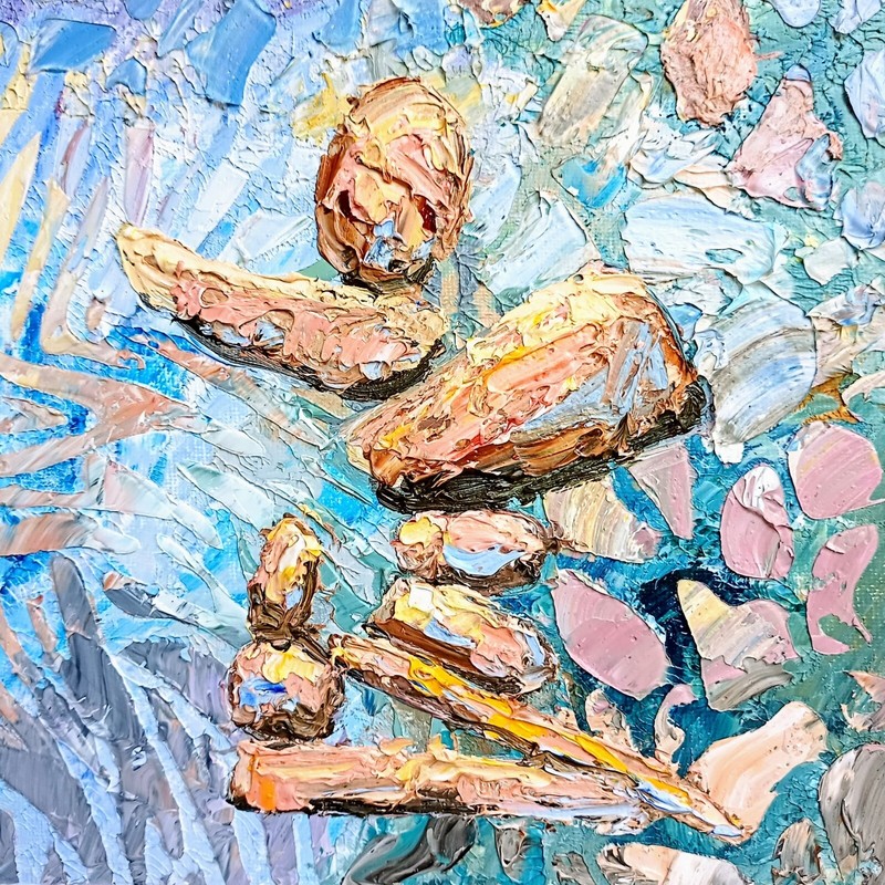 Stacked Stones Abstract Oil Painting 20x20cm Original Painting on Cardboard