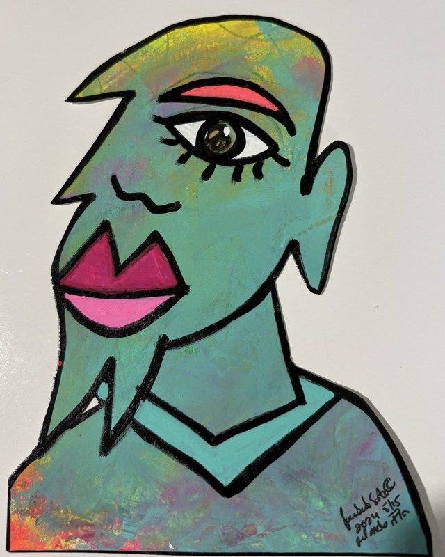 Man abstract portrait acrylic painting OOAK original art signed