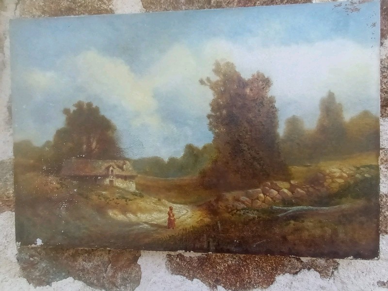 late 19th century landscape oil on canvas for restoration 53 x 34 cm