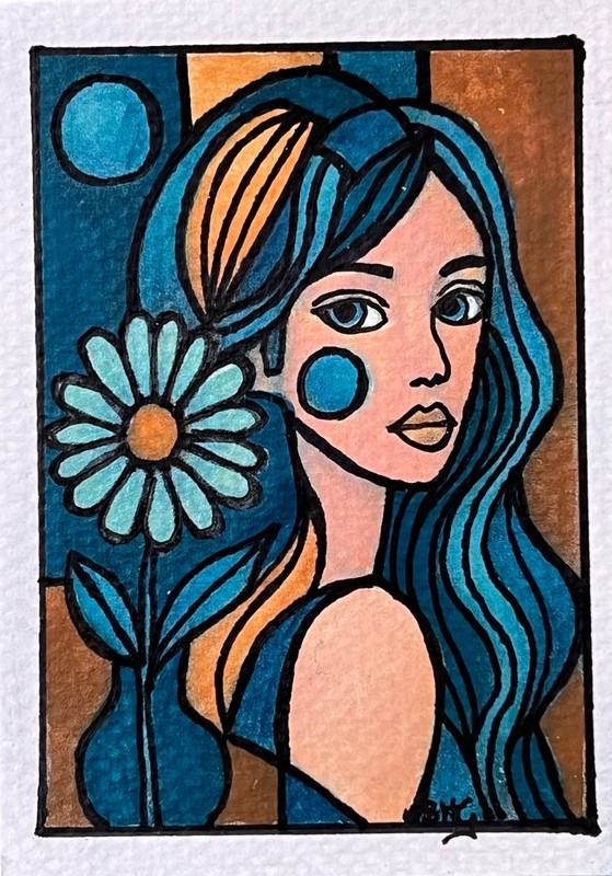ACEO Original Art, Tiny Art – Watercolor – Women – Annabell #2