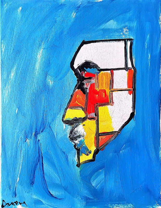 Aleph Original Cubist Face 14x11 Abstract Expressionist Decor Painting Canvas gallery