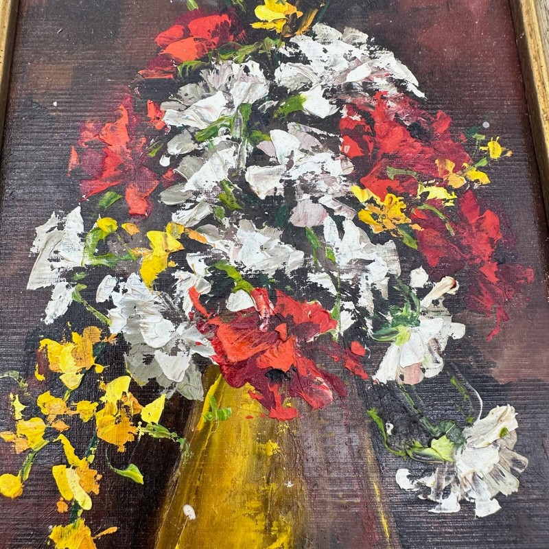 Vintage Oil Painting Floral Bouqet Signed and in Frame P.J. Barbieri gallery