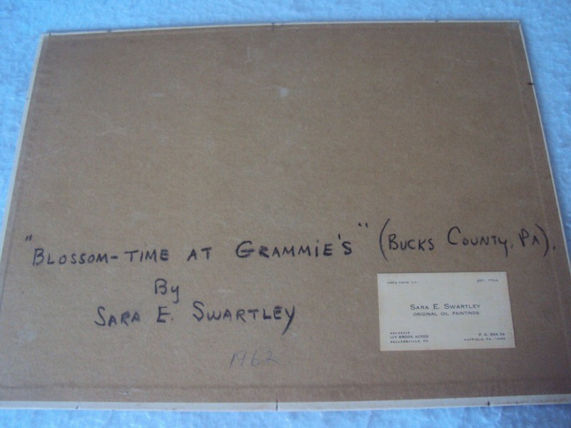 1962 Sara E Swartley Bucks County Oil 12 x 16 Spring Landscape Sellersville PA gallery