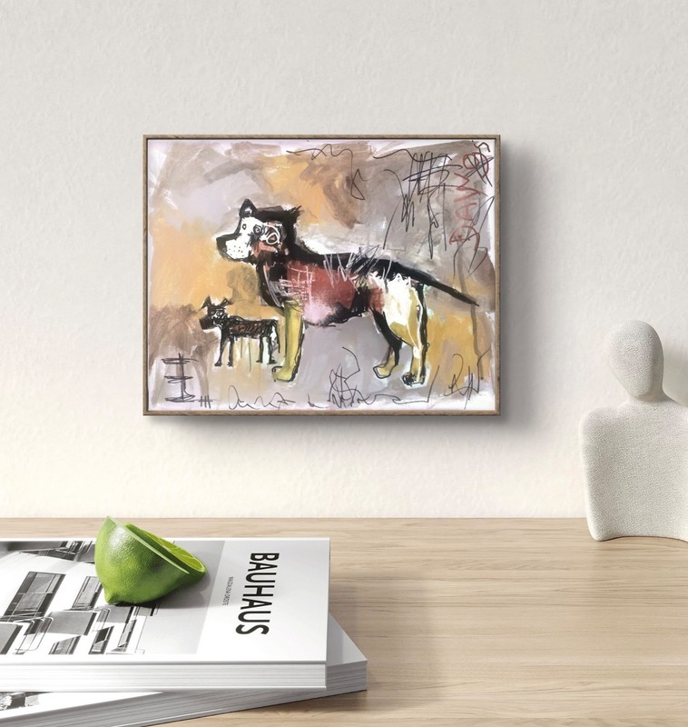 Hand Painted Neo Expressionist Dogs Acrylic 11x14 Canvas, Holly Hammond gallery
