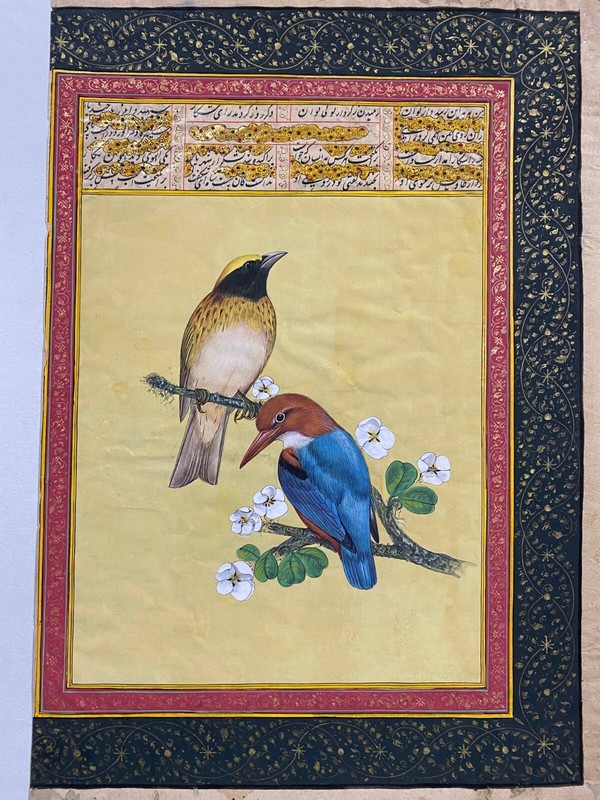Bird Painting Intricate Miniature Art Work, Old Paper Used, Handmade Painting.