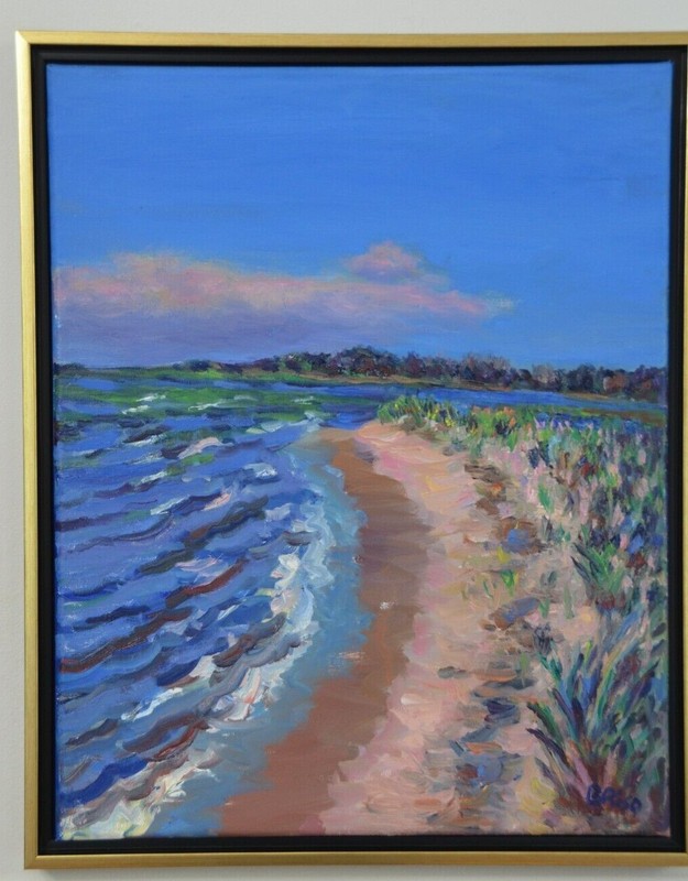 Beth Riso Original Fine Art Oil Painting High Tide at Boat Meadow Beach Eastham