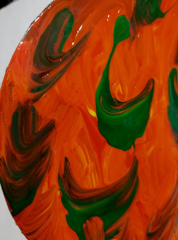 Modern ART-SIGNED- Hand Painted on 7 1/4in Dia Metal Disc W/Stand- One of a Kind gallery