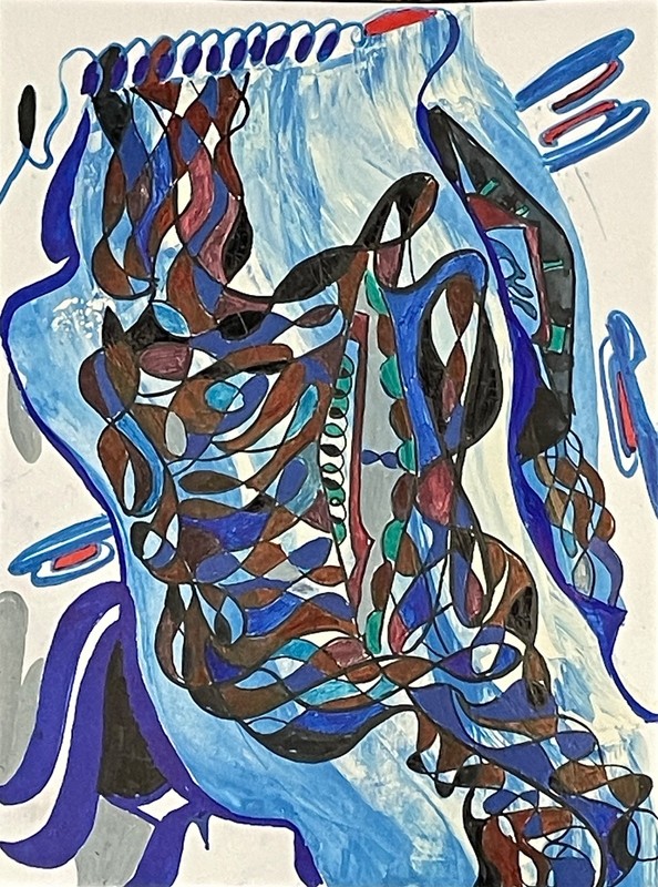 pAbstract metamorphic envelope drawing Acrylic ink marker on paper 9 x 12
