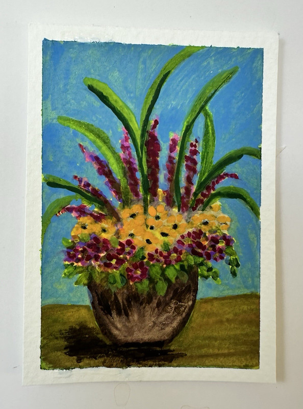 ACEO Original Impressionist Floral Still Life Painting on Paper Unframed