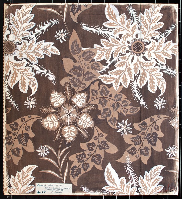 Willi Schmid flowers ornament wallpaper design watercolor gouache around 1914 sign Brown gallery
