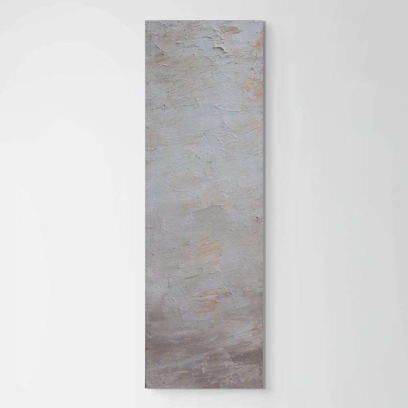 Tranquility Moments, Neutral Textured Abstract Painting 10×30, Japandi Wall Art