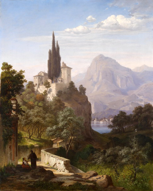 Huge Oil painting nice ladnscape Classical landscape medieval Europe canvas