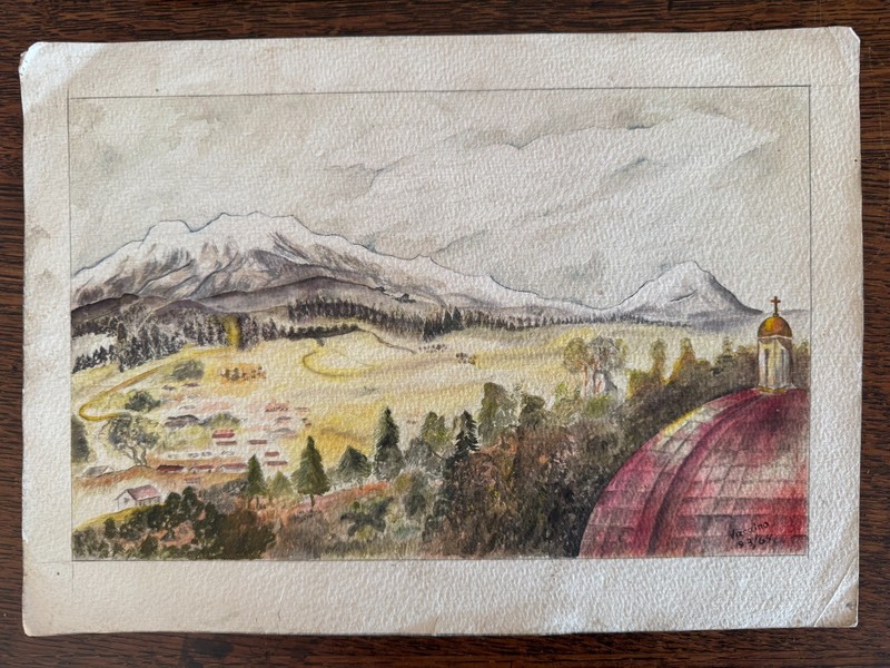 Vintage 1960s Signed Vizcaino Original Watercolor Painting Mexico 12.5 x 9