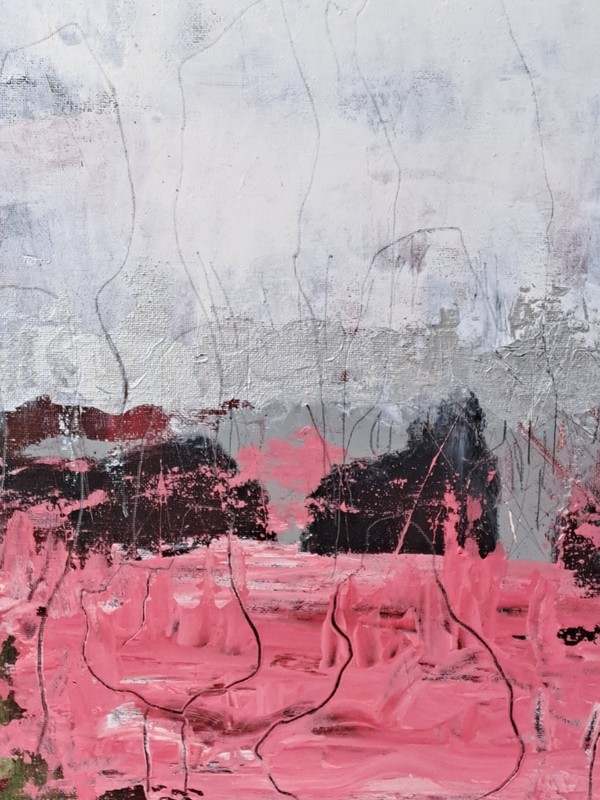 Pink white acrylic & ink "Cotton Candy" #002 Limited 1/1 Series of 7 signed gallery