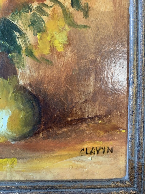 John Daniel Slavin Vintage Original Oil Still Life Painting On Board Signed gallery