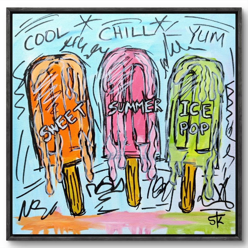 Original Signed 12×12 Acrylic Food Art Vibrant Expressionist Canvas Home Decor
