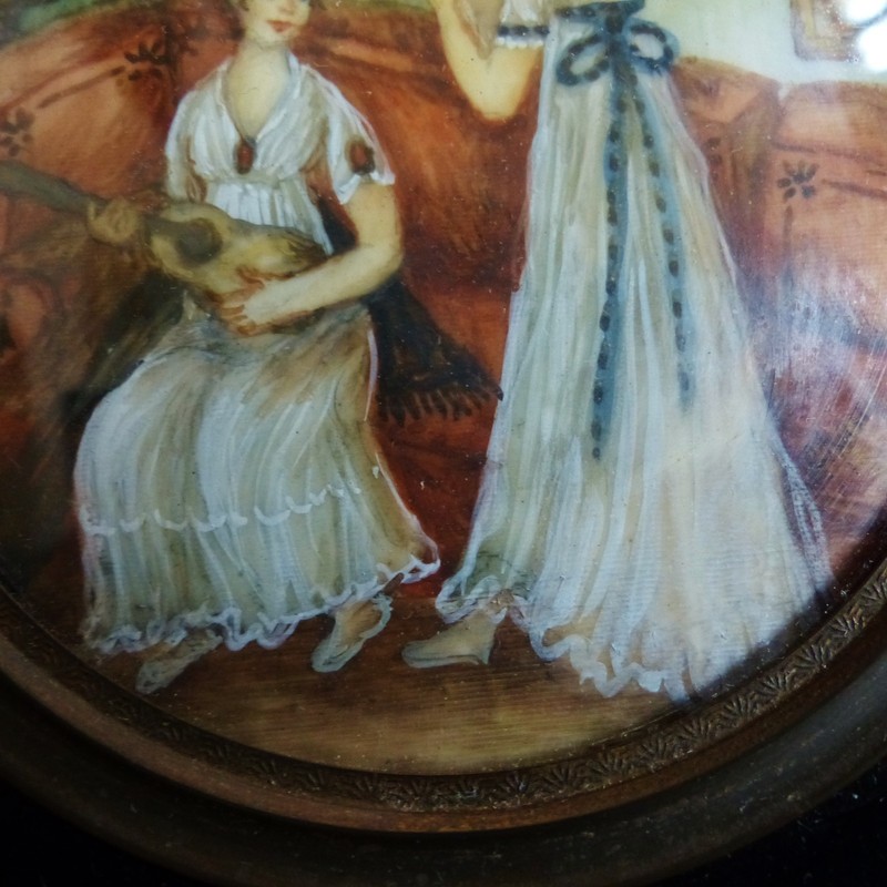 INTERESTING ANTIQUE MINIATURE PAINTING SIGNED 1880's gallery