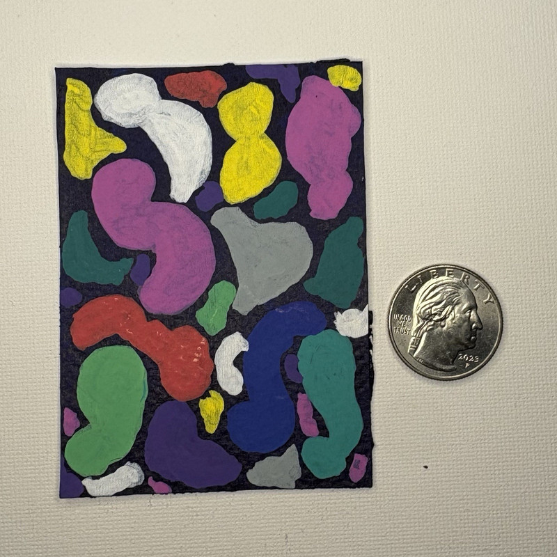 JMR Signed Abstract Geometric Miniature Painting Original on Paper