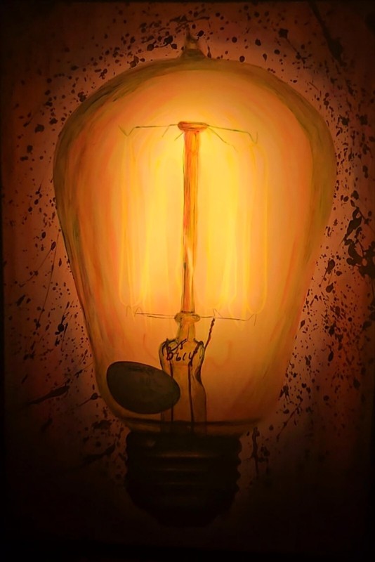 BACKLIT CANVAS, ORIGINAL Acrylic Painting- ENLIGHTENMENT- 17.5" X 25.5" Modern gallery