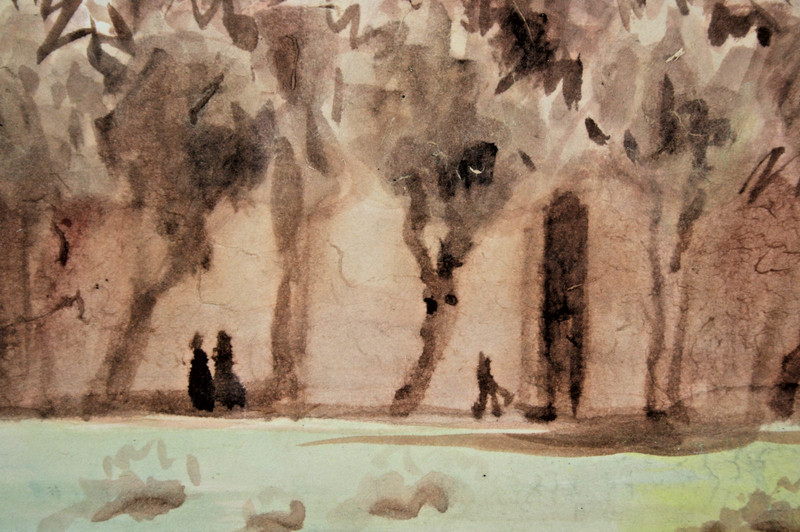 Watercolour Old Town of Mdina Malta signed: Avignon? gallery