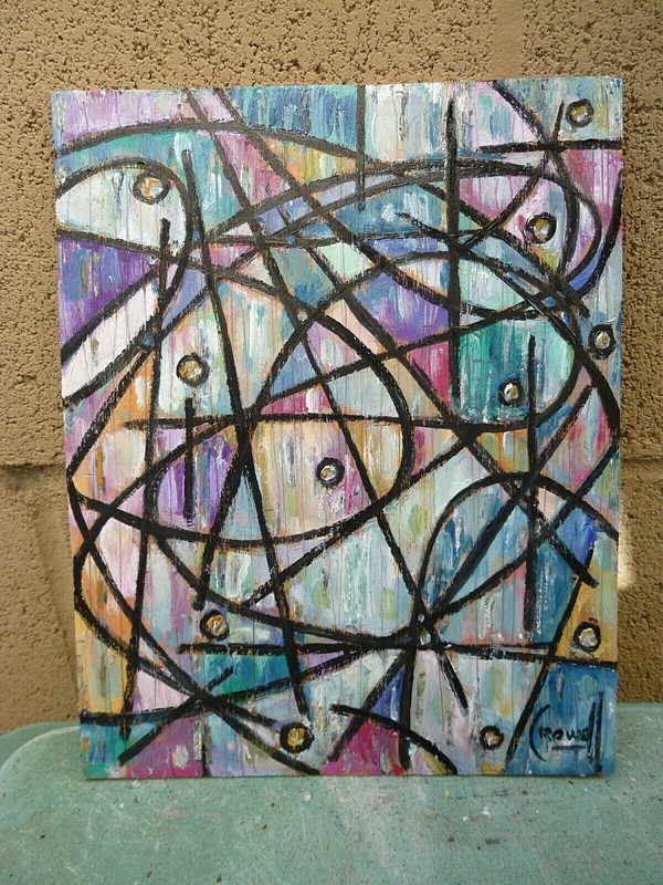 A NEW METHOD abstract NEW original oil painting wood 8x10 WOW art signed Crowell gallery