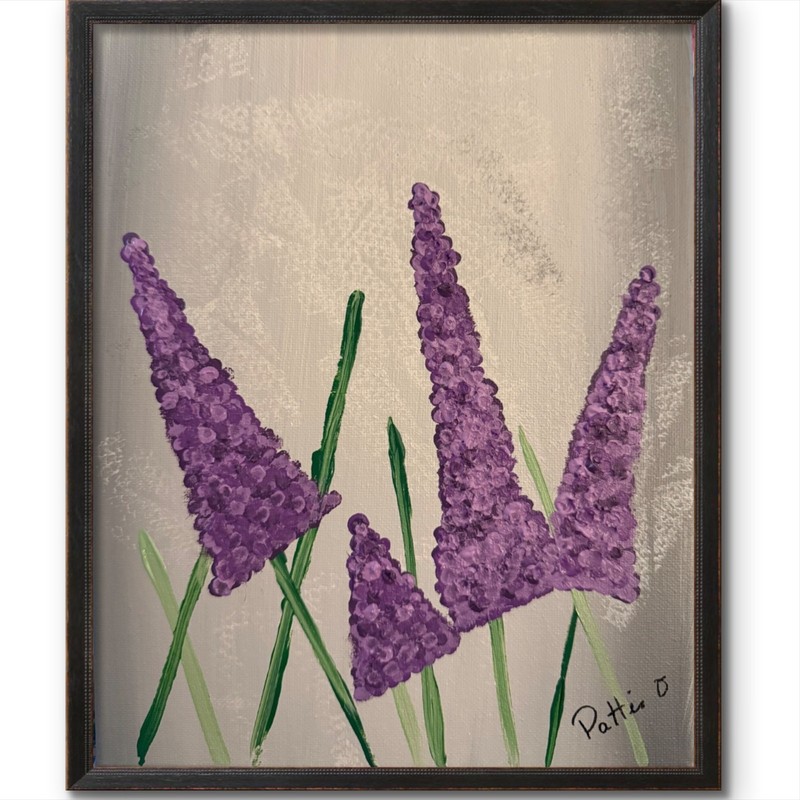 Lavender Art Contemporary Botanical Painting 8×10 Canvas Signed Kitchen Decor