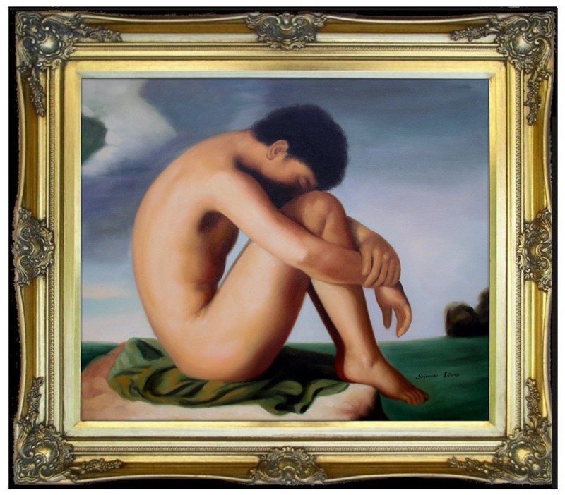 Framed Hand Painted Oil Painting Repro Flandrin Hippolyte Young Man 20x24in