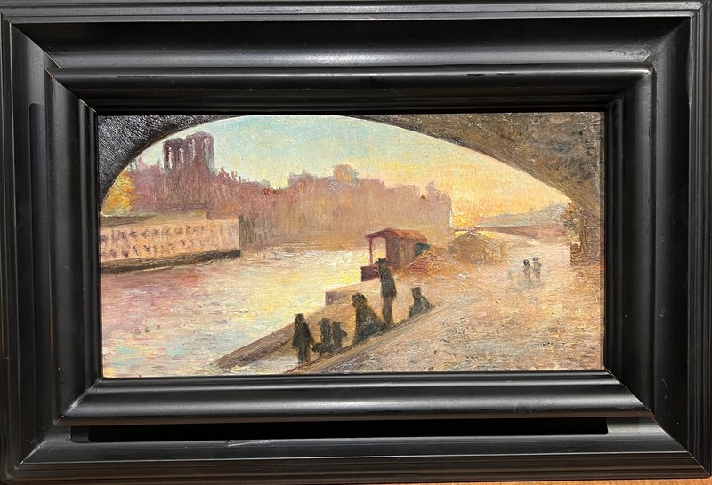 French School Of The Late 19th Century – Quay In Paris, Notre Dame