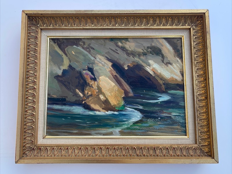 FREDERICK BECKER ANTIQUE LANDSCAPE PAINTING AMERICAN PLEIN AIR COASTAL BEACH gallery