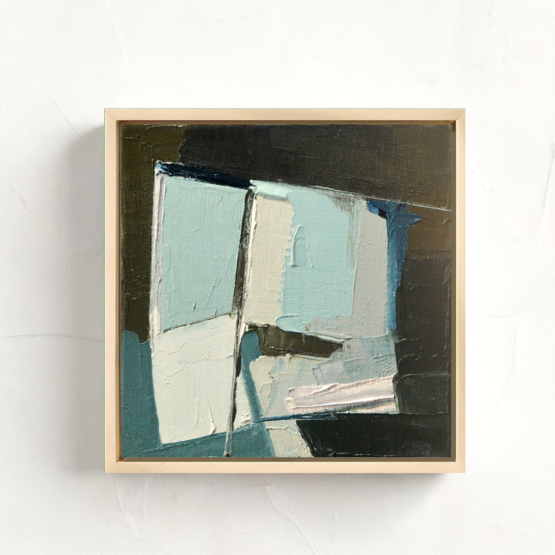 Dark Earth Tone Abstract Textured Wall Art, Modern Blue Painting Framed gallery