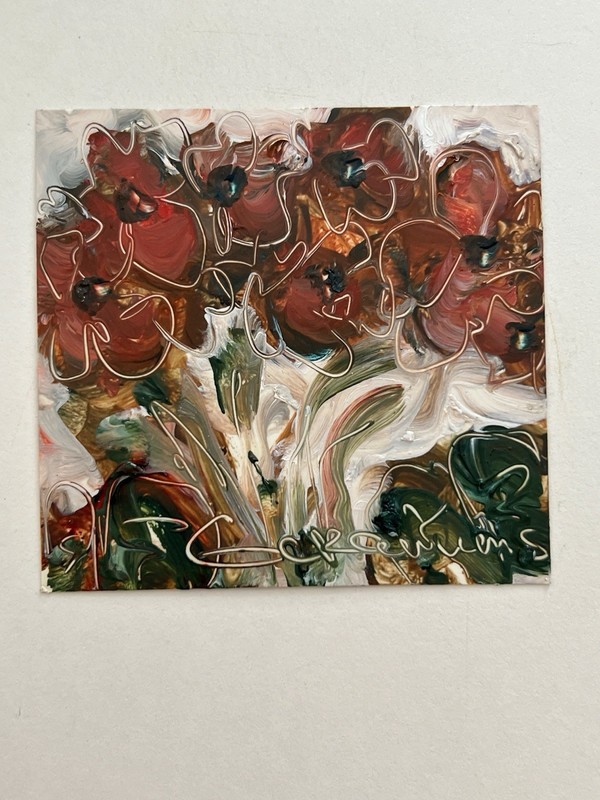 Red Geraniums Painting Original Framed Oil Art Geranium Flower Impressionist Art gallery