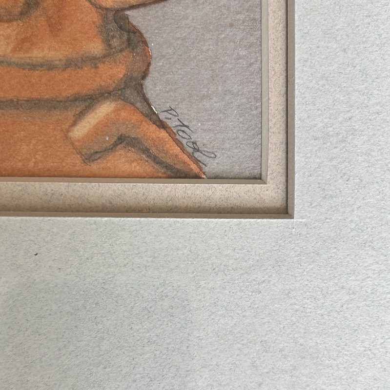 PATRICIA TOOL Original Watercolor Painting Haniwa Figure Man Japanese Style Art gallery