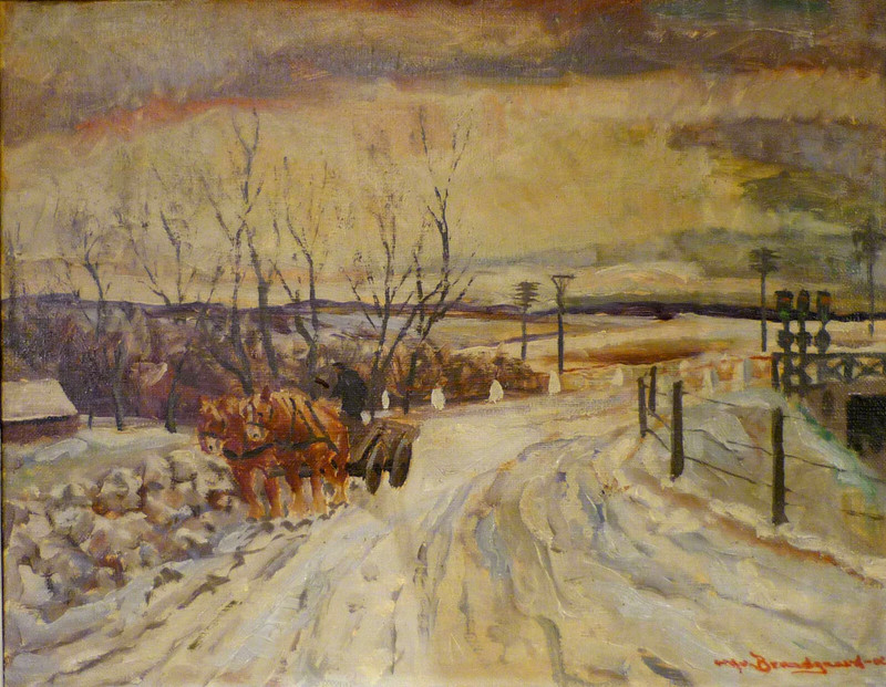 ALFRED BRAENDGAARD ANDERSEN! WINTER LANDSCAPE WITH HORSE AND FIGURE. gallery