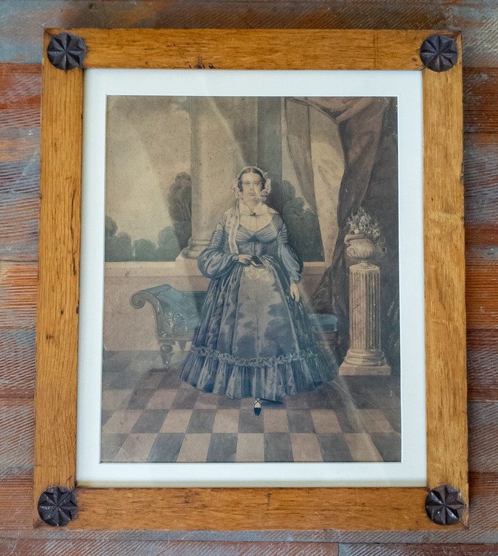 Antique English Fine Watercolor Portrait Painting of a Lady Signed H Gilbert