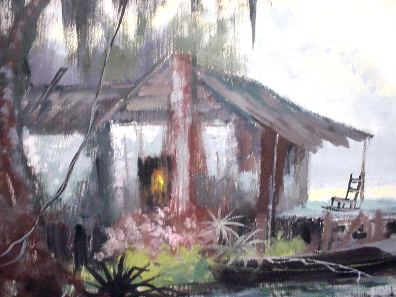 Orig Colette Pope Heldner "Swamp Idyll" Oil Painting 30-1/2" x 14-1/2" gallery